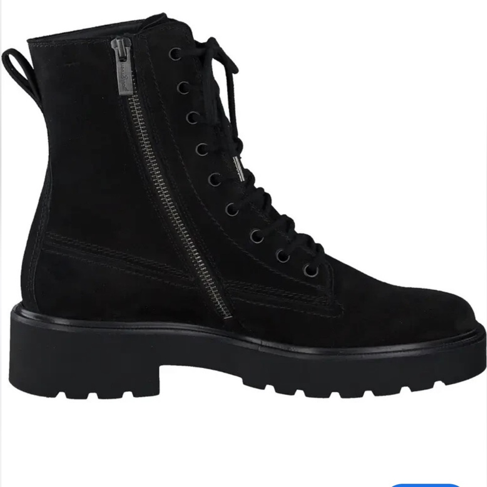 Paul Green Jackson Lug Sole Boot COMBAT MOTO BLACK SUEDE sz 40 9.5-10